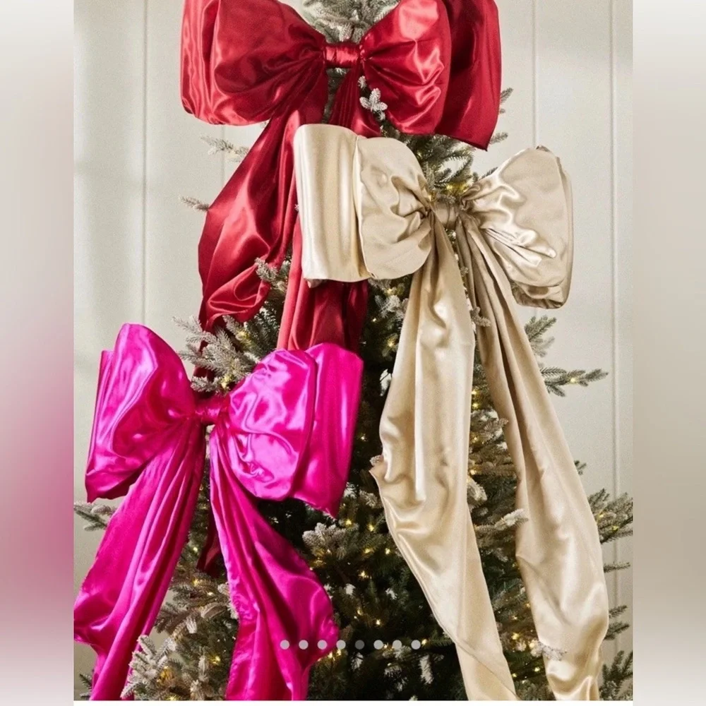 Anthropologie PINK Satin Bow Tree Topper
